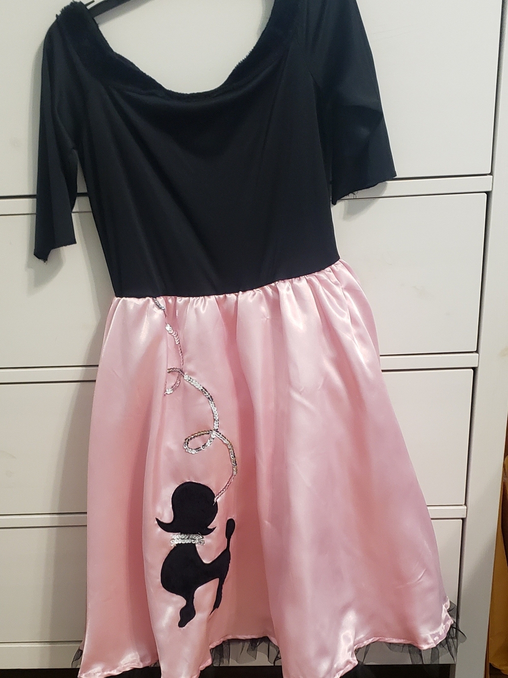 Girls Black & Pink Poodle Skirt Costume